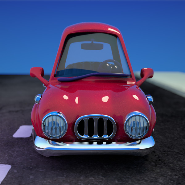3ds max red cartoon sedan car - Cartoon Car Red 2 Door Sedan by strob
