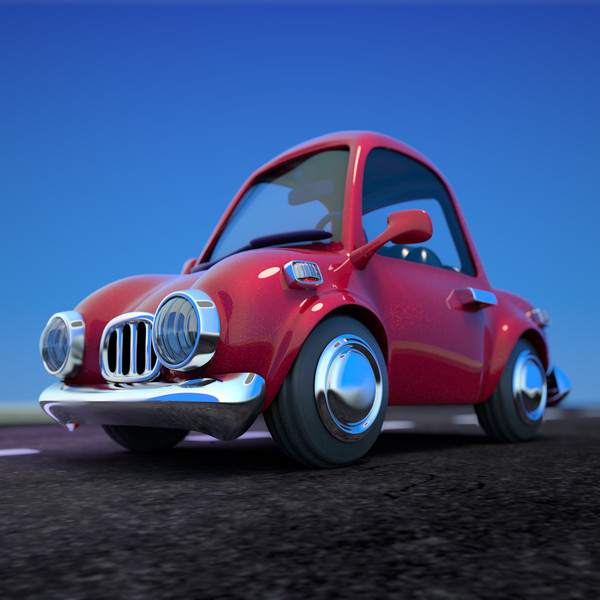 3ds max red cartoon sedan car - Cartoon Car Red 2 Door Sedan by strob
