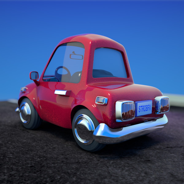 3ds max red cartoon sedan car - Cartoon Car Red 2 Door Sedan by strob