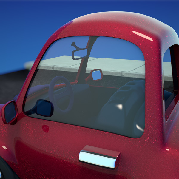 3ds max red cartoon sedan car - Cartoon Car Red 2 Door Sedan by strob