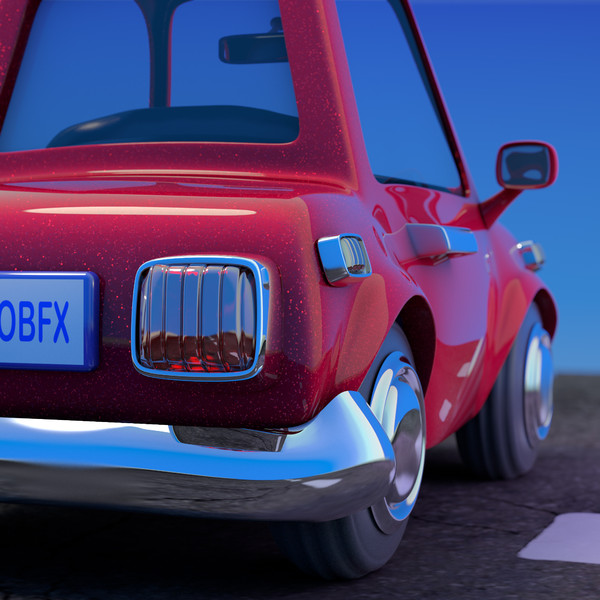 3ds max red cartoon sedan car - Cartoon Car Red 2 Door Sedan by strob