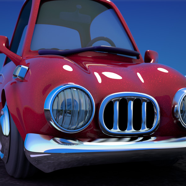 3ds max red cartoon sedan car - Cartoon Car Red 2 Door Sedan by strob