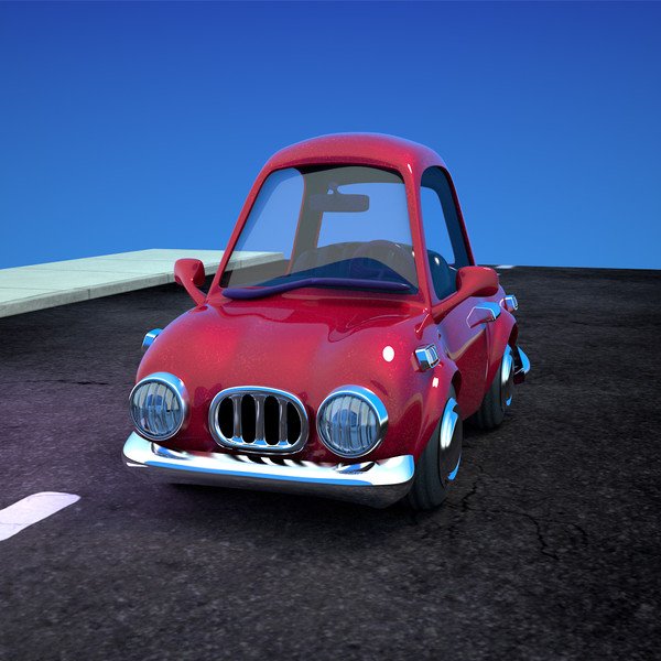 3ds max red cartoon sedan car - Cartoon Car Red 2 Door Sedan by strob