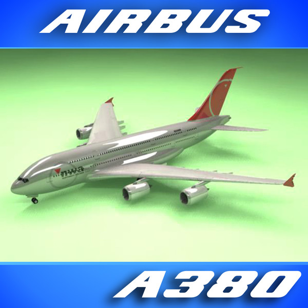 3d airbus a380 northwest airliner model - Airbus A380 Airliner (Northwest) by PerspectX