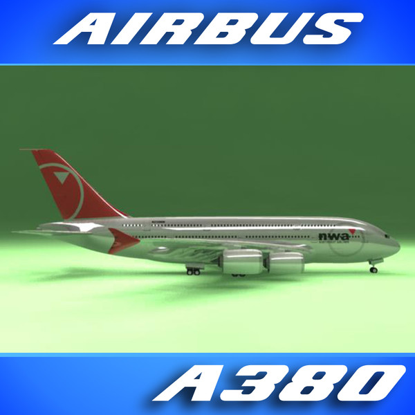 3d airbus a380 northwest airliner model - Airbus A380 Airliner (Northwest) by PerspectX