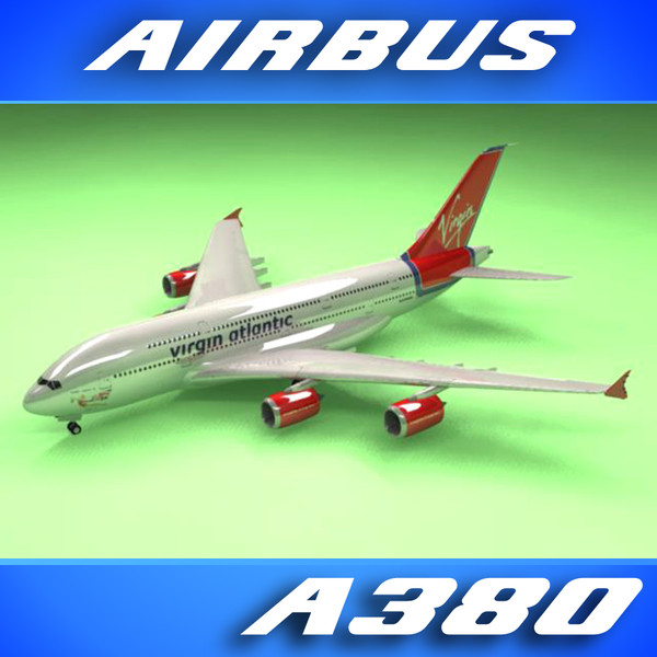 3d airbus a380 virgin airlines - Airbus A380 Airliner (Virgin Airlines) by PerspectX