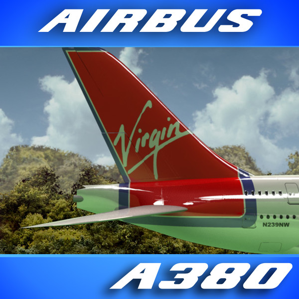3d airbus a380 virgin airlines - Airbus A380 Airliner (Virgin Airlines) by PerspectX