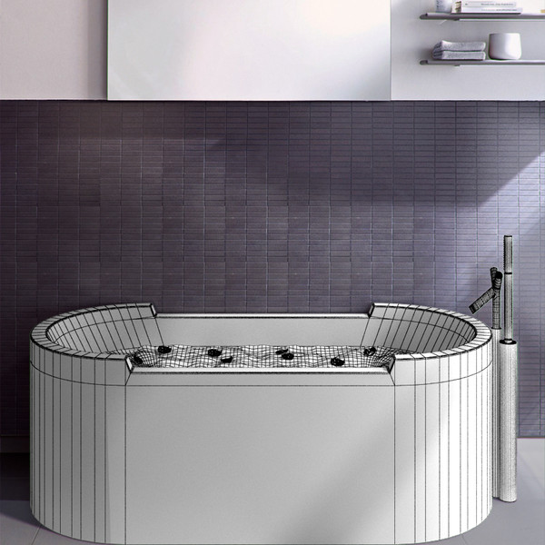 3d royal botania bath roses model - Royal Botania Bath with roses by RTEwork