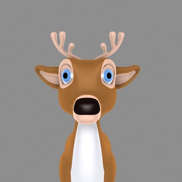 cool cartoon christmas deer 3d model - cartoon deer 4 by kengustudio