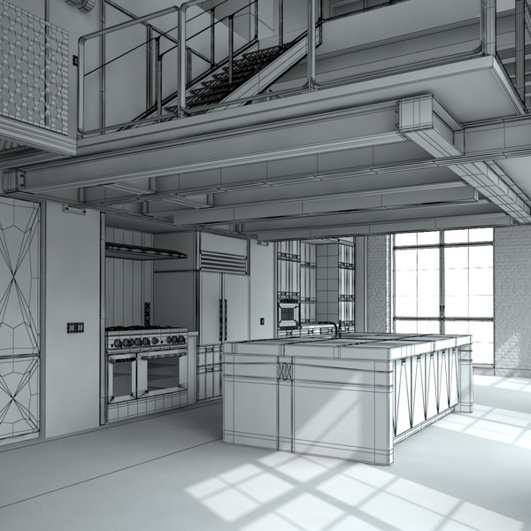 3d model interior scene - Loft Scene by BBB3viz