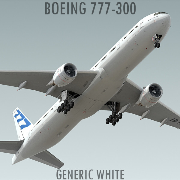 3d model boeing 777-300 generic white - Boeing 777-300 Generic White by BlueGreen