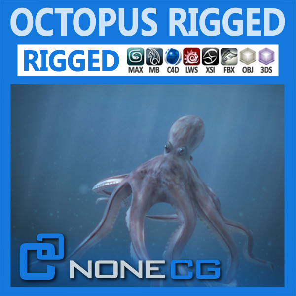 3d model rigged octopus - Octopus Rigged by NONECG