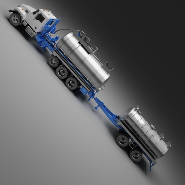 Bobtail Vacuum Truck With Pup Trailer 3D Models