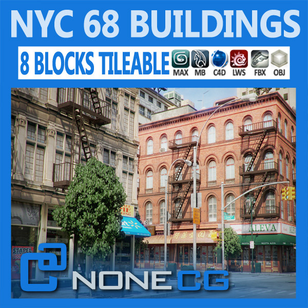 3d model modular new york city blocks - New York City Blocks (68 Buildings) by NONECG