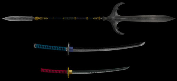 Katana, Wakizashi, and Yari 3D Models