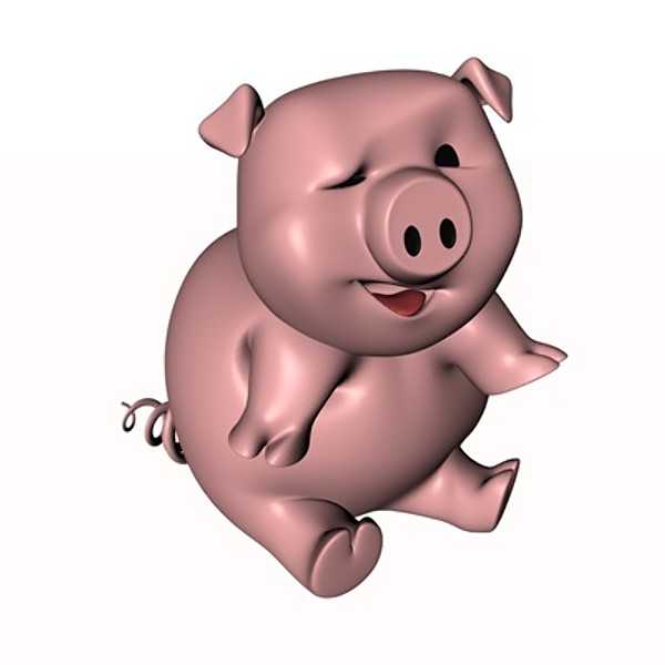 cartoon pig bone 3d c4d - Boned cartoon pig by 3DBS