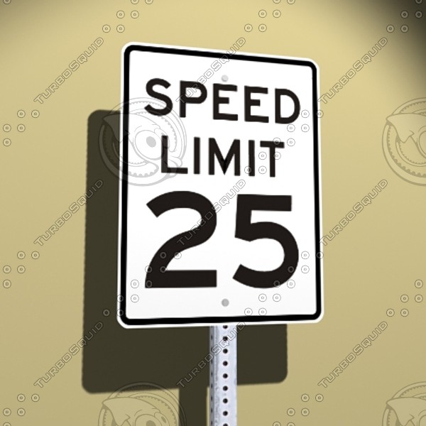 3d street sign - Speed Limit 25 MPH by NHAnimator
