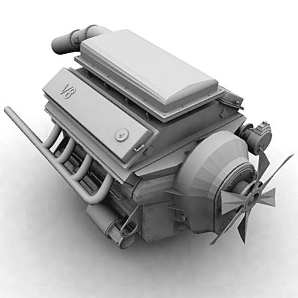 3ds v8 engine - Modern car engine - untextured by QLEE