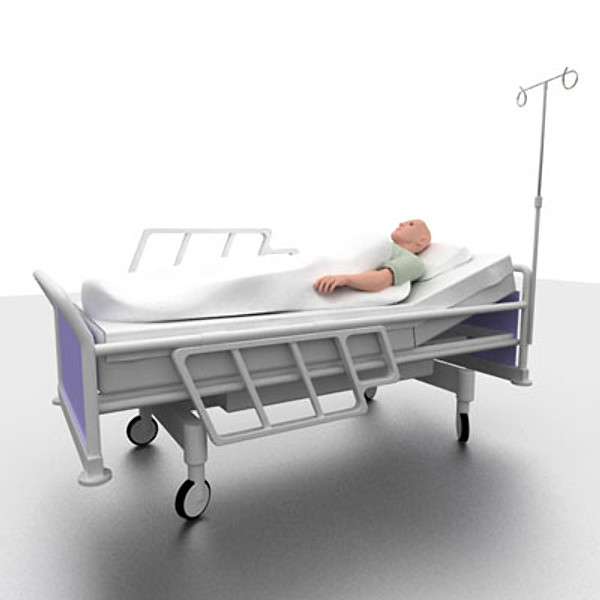 ICU Hospital bed with patient 3D Models