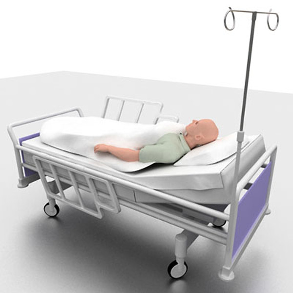 ICU Hospital bed with patient