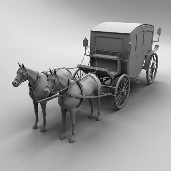 3d horse car carriage - Carriage and Horses 3ds by QLEE