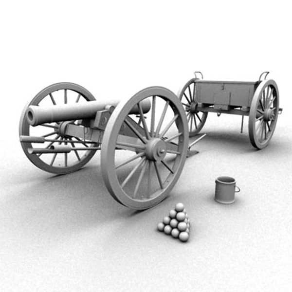 Civil War Cannon & Limber 3D Models