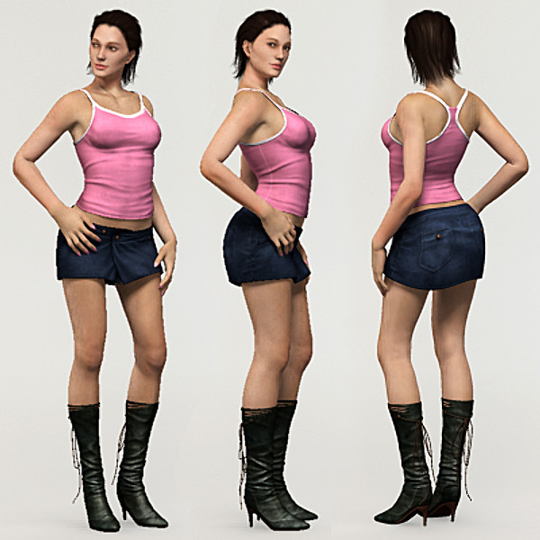 free realistic female girl head 3d model - Anatomy Hot Girl Angie Rigged by NONECG
