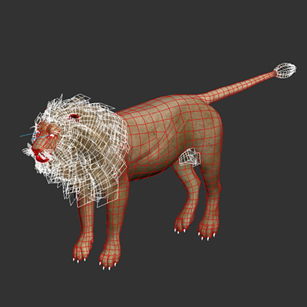 3ds max lion fur - Lion Animated by NONECG
