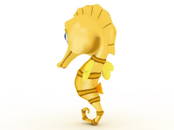 Cartoon Seahorse  - Cartoonish Aquatic Creature 3d model