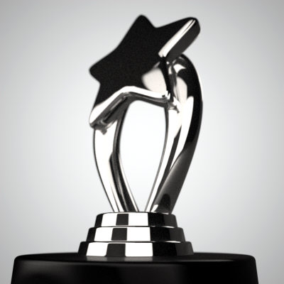 bbb gold star logo. 3d model trophy star