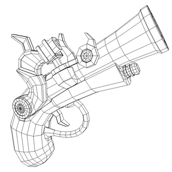 gun 3d obj - pistolet-ancien by 3DBS