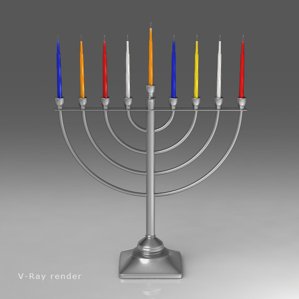 Menorah with Candles 3D Models